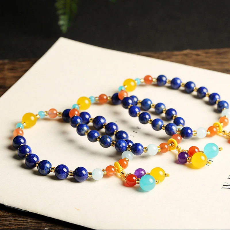 Natural Lazurite Bead Luck Charm Bracelet