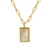 Minimalism White Shell Square Pendant Necklace