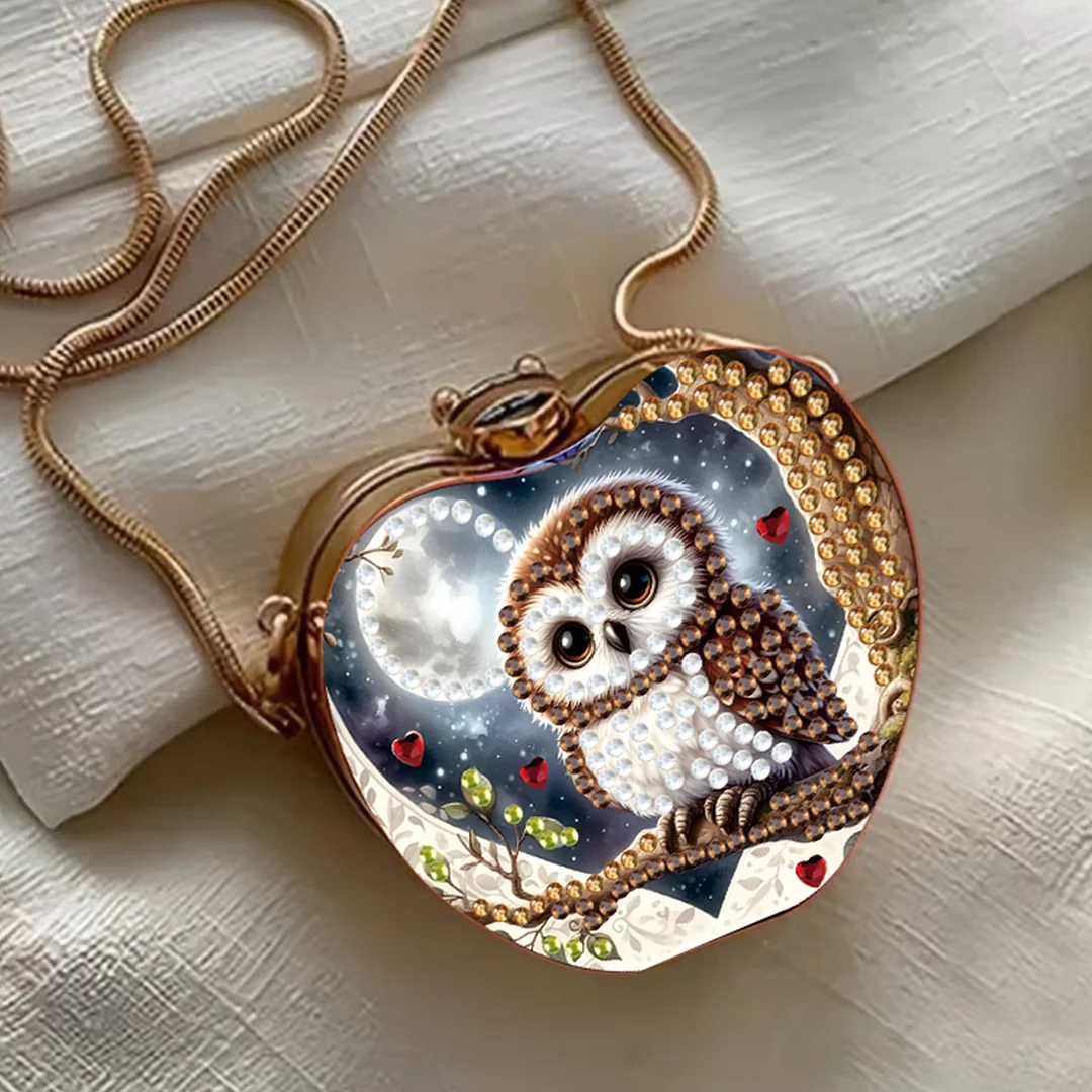 Owl DIY Acrylic Love Diamond Art Painting Card Case Wallet with Chain Small Diamond Painting Crossbody Bag for Adults Women Girls Gift