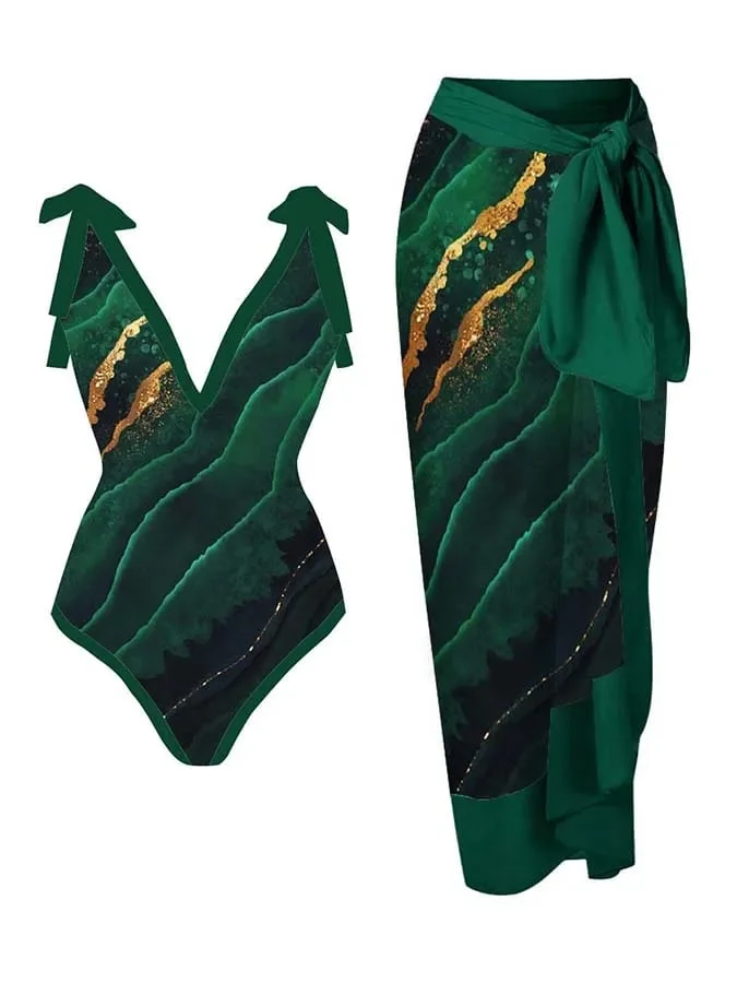 Women's Textured Print Resort Swimsuit Set