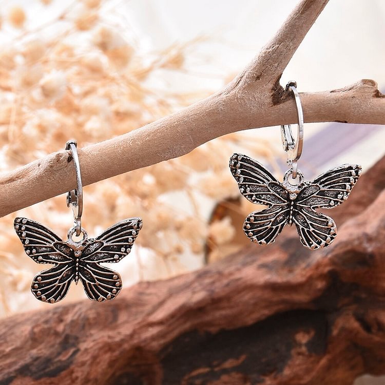 YOY-Fashion Metal Vintage Butterfly Drop Dangle Earrings