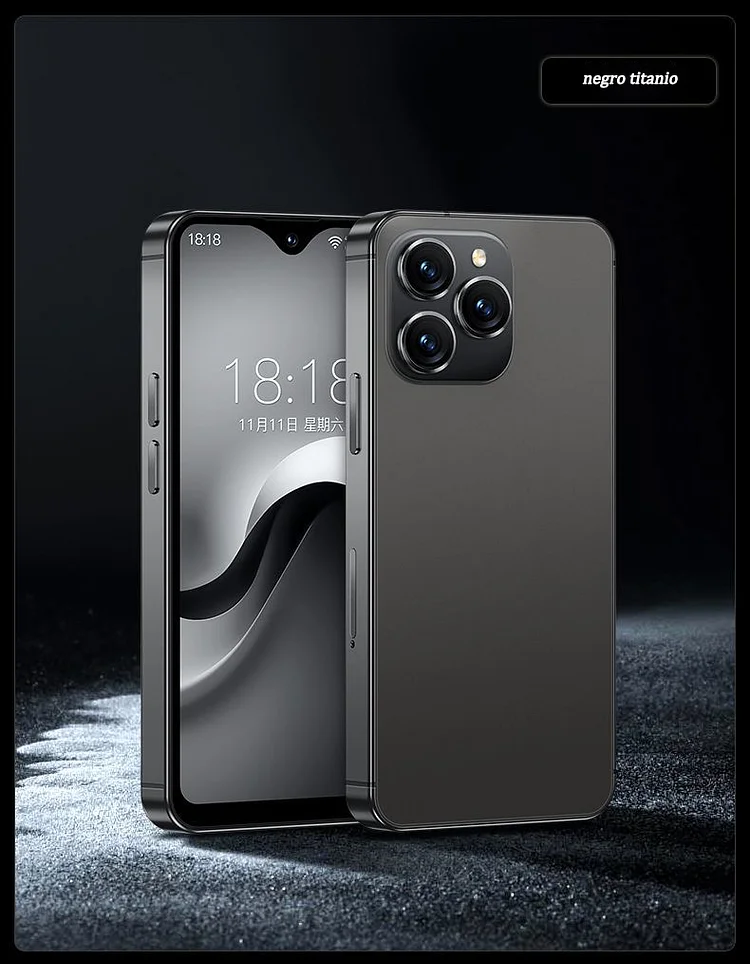 Mini teléfono inteligente con triple cámara y pantalla directa