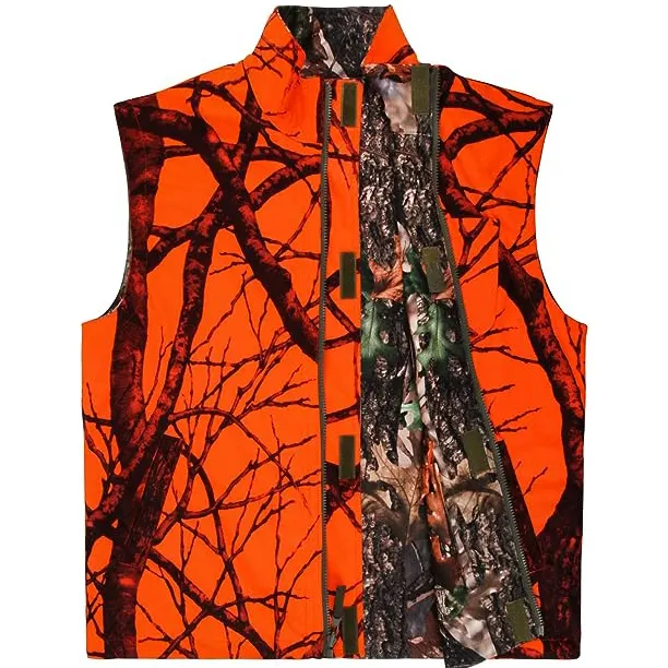Camouflage Orange Reversible Hunting Vest, Vest Jacket Camping