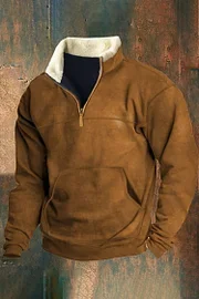 🎄NEW YEAR SALE 60% OFF🎄Fur Collar Retro Western Style Solid Color Sweatshirt