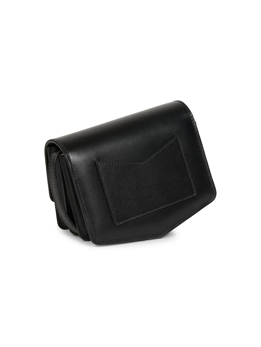 Ala&iuml;a Small Le Papa Leather Chain Shoulder Bag Noir