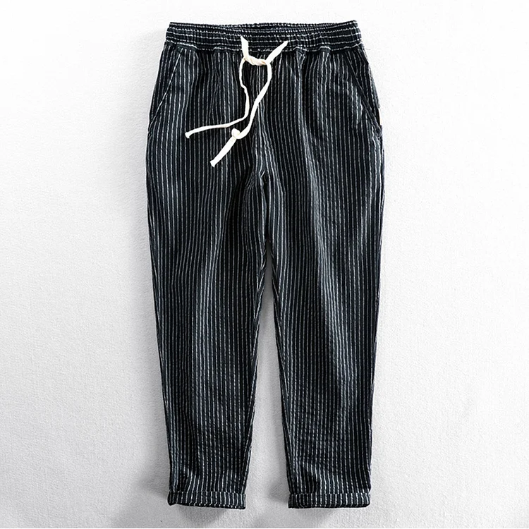 Men'S Vintage Drawstring Casual Cotton  Pants