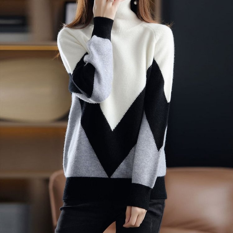 Long Sleeve Geometric Casual Sweater