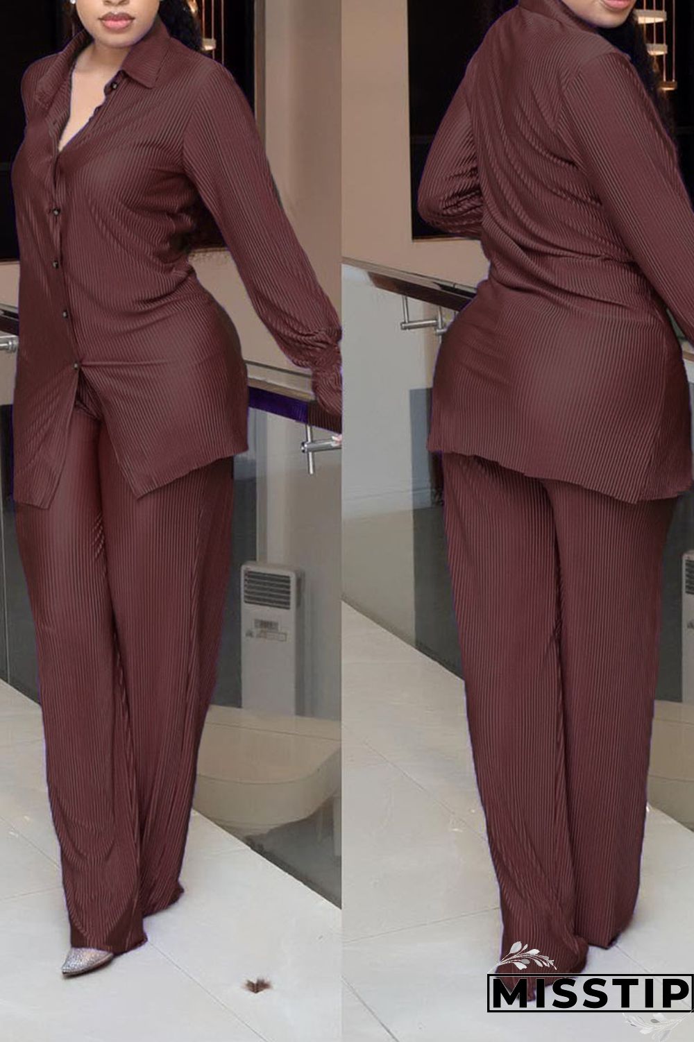 Black Casual Solid Patchwork Turndown Collar Long Sleeve Two Pieces