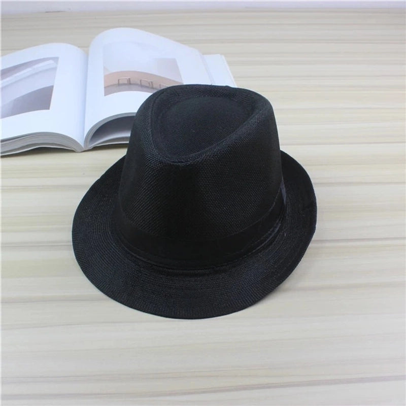 Korean-style Men’s And Women’s Jazz Hat Sunscreen Sun Hat Imitation Linen Breathable Fashion Beach Hat British Retro Small Topper Hat