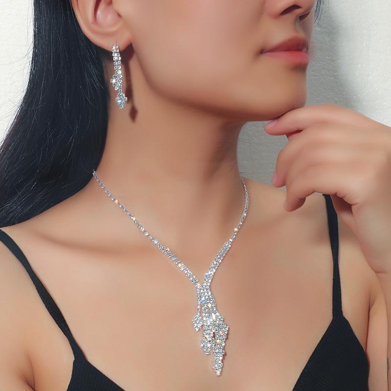 Geometric Zircon Crystal Necklace Earrings Set | Oxredo Shop Ramadan Sale