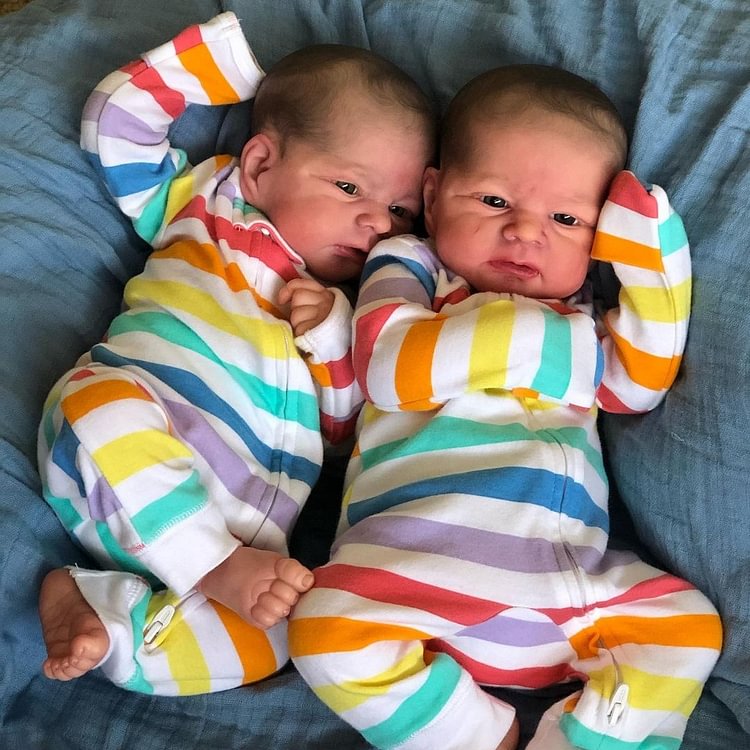 17.5" Real Lifelike Boys Soft Touch Adorably Reborn Newborn Baby Twin Doll Willis and Tim Rebornartdoll® Rebornartdoll®