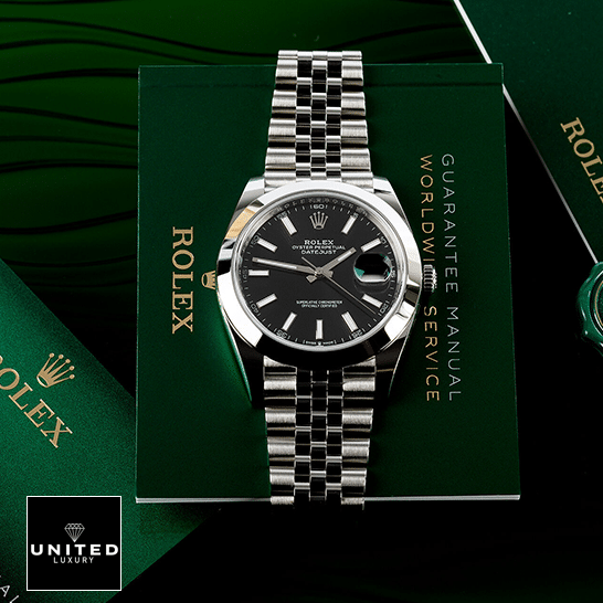 Rolex Datejust 11823 Steel Black Dial Jubilee Replica on the warranty card