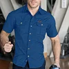 💥70% OFF Ends Tonight! | Men's Retro Contrast Button Round Neck Ribbed Short-Sleeve Bottoming Shirt | Breathable Ribbed Material | Soft Skin-Fit | Lightweight Wear | Durable Stitching | Versatile for Daily/Smart Casual | Classic Layering Piece