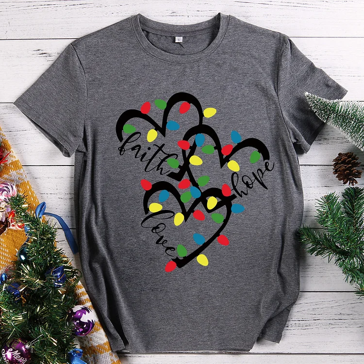Faith hope and love Christmas Lights T-shirt Tee-010985
