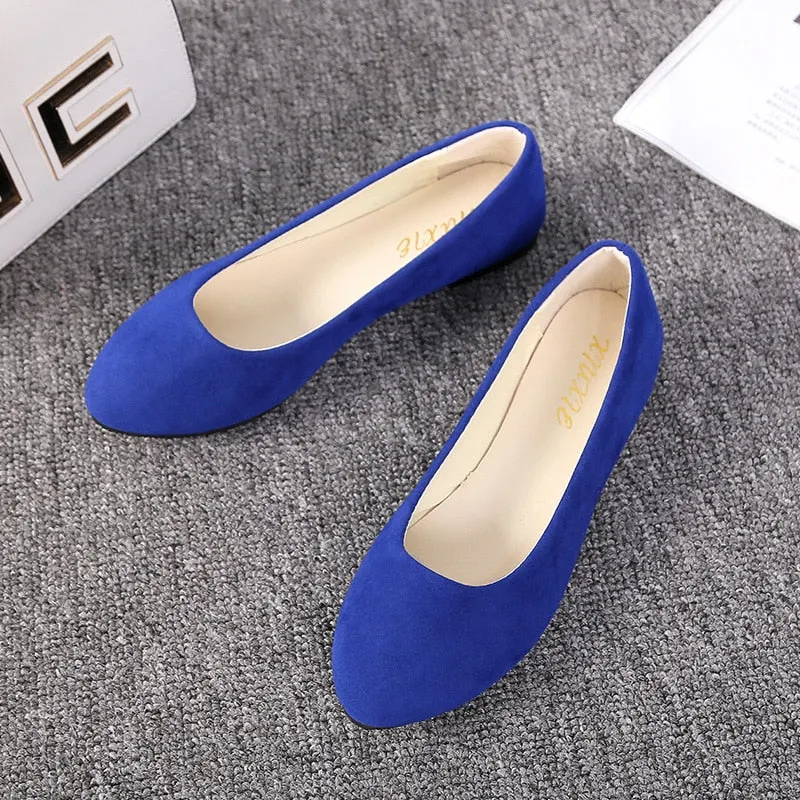 Women Flat Shoes Trend Simple Sweet Classic Candy Colors New Autumn Summer Casual Flock Flats Boat Cute Girls Flats Office Shoes