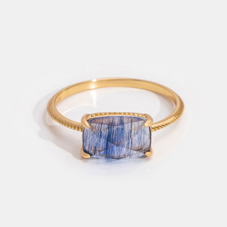 Blue Quartz Crystal Ring