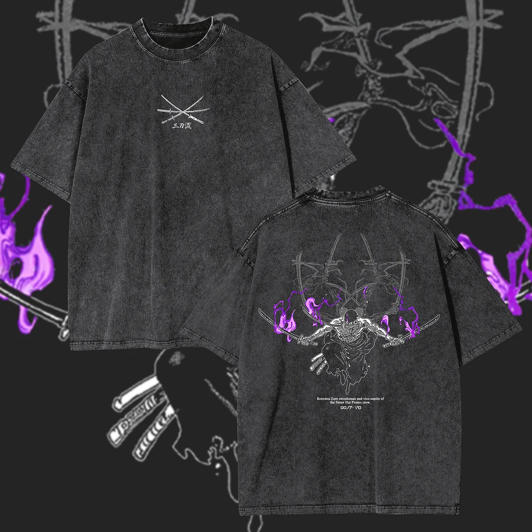 Roronoa Zoro One Piece Printed Unisex Washed T-Shirt