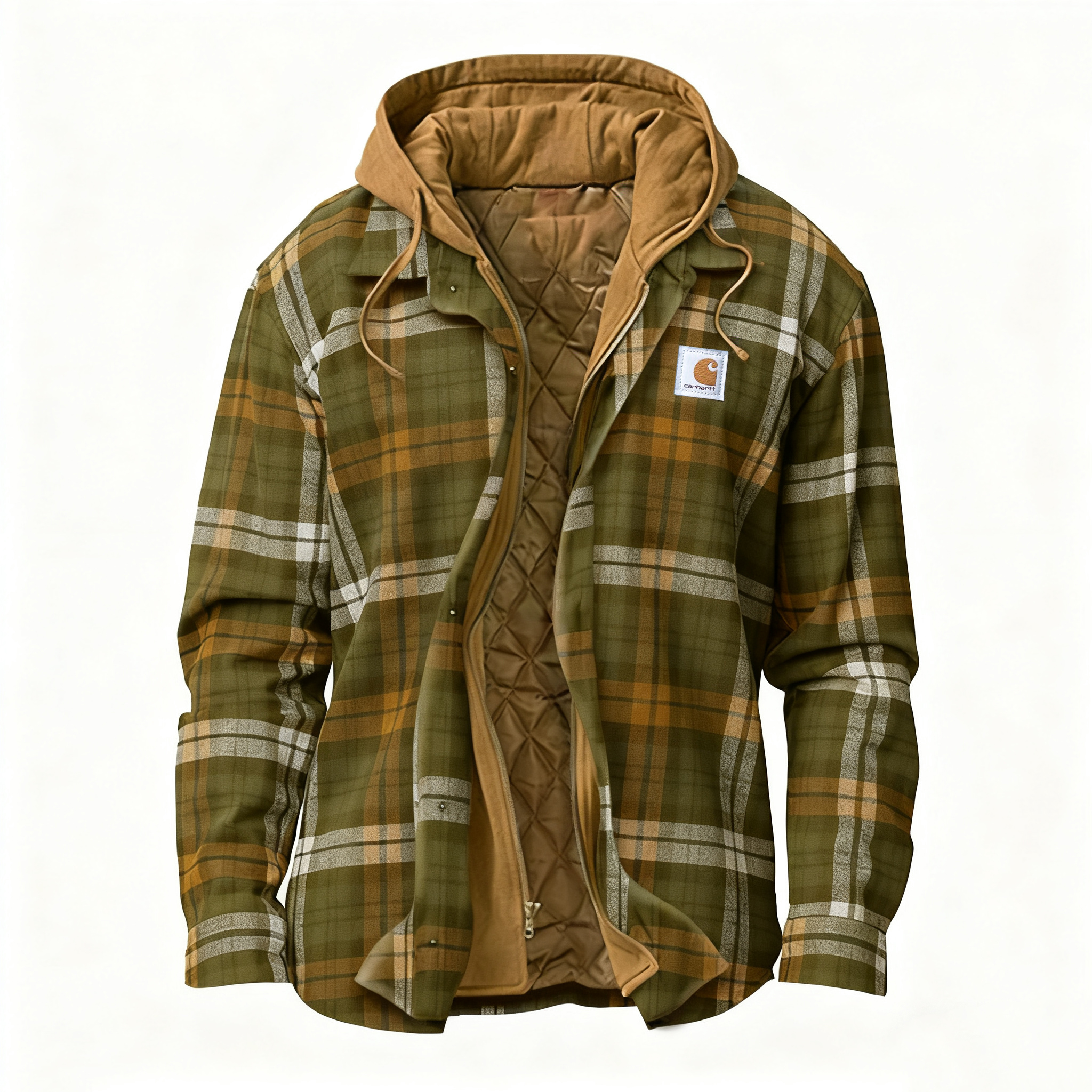 Men's Outdoor Casual Autumn And Winter Logo Classic Plaid Hooded Jacket