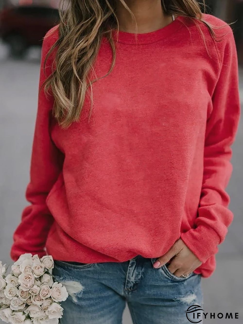Long Sleeve Cotton-Blend Top | IFYHOME
