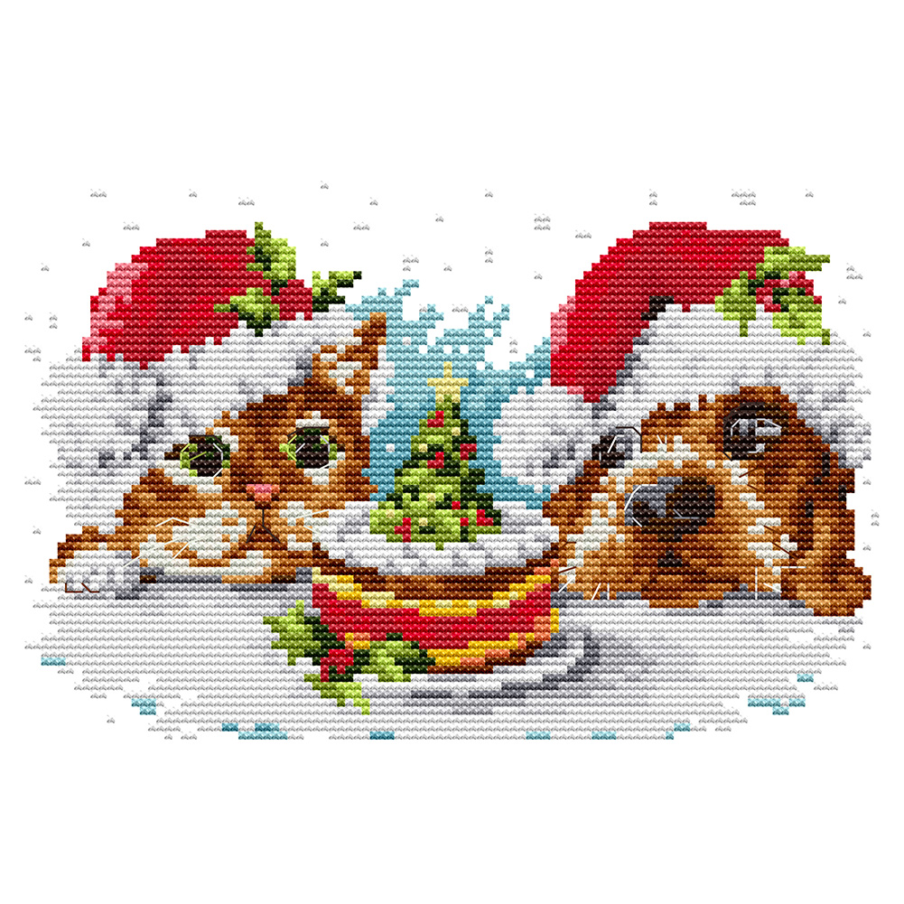 

27*18CM - 14CT Stamped Cross Stitch-Animal Series, 501 Original