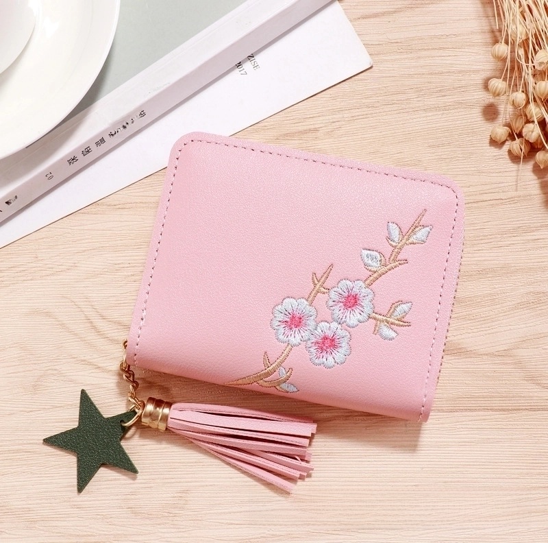 Women’s Solid Color Pu Leather Hook Loop Wallets