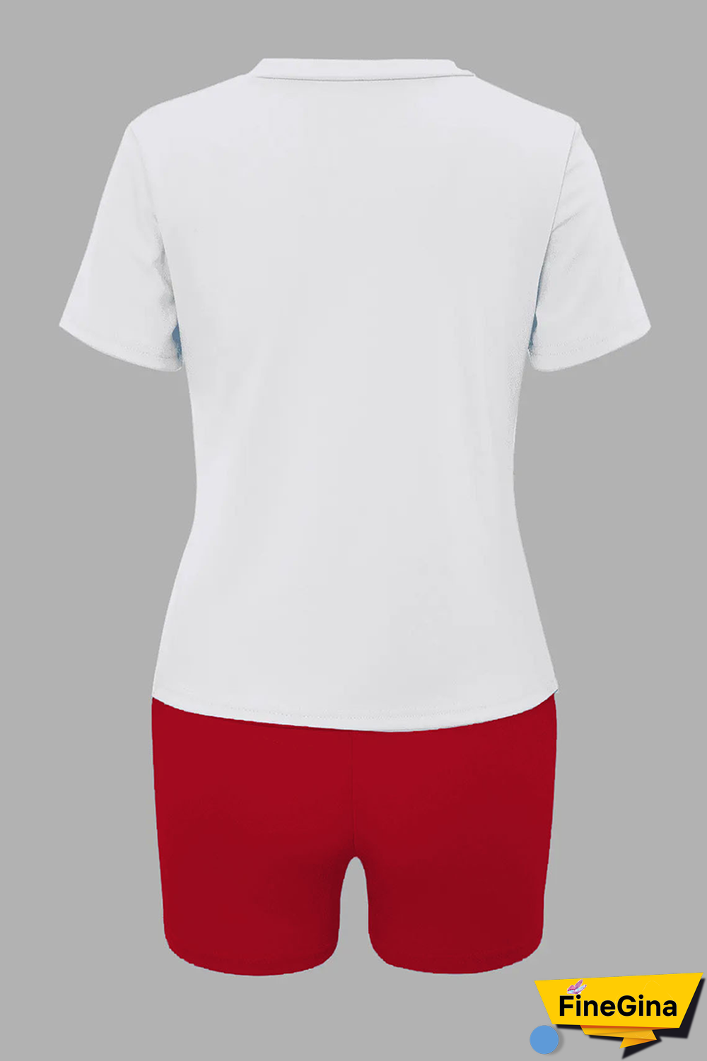 White Blue Casual Daily Print Patchwork Letter O Neck Plus Size Two Pieces