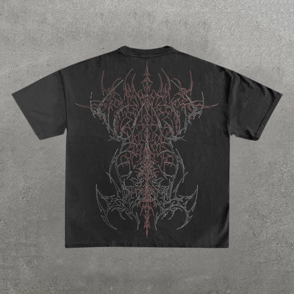 Dark Patterned Streetwear T - Shirt