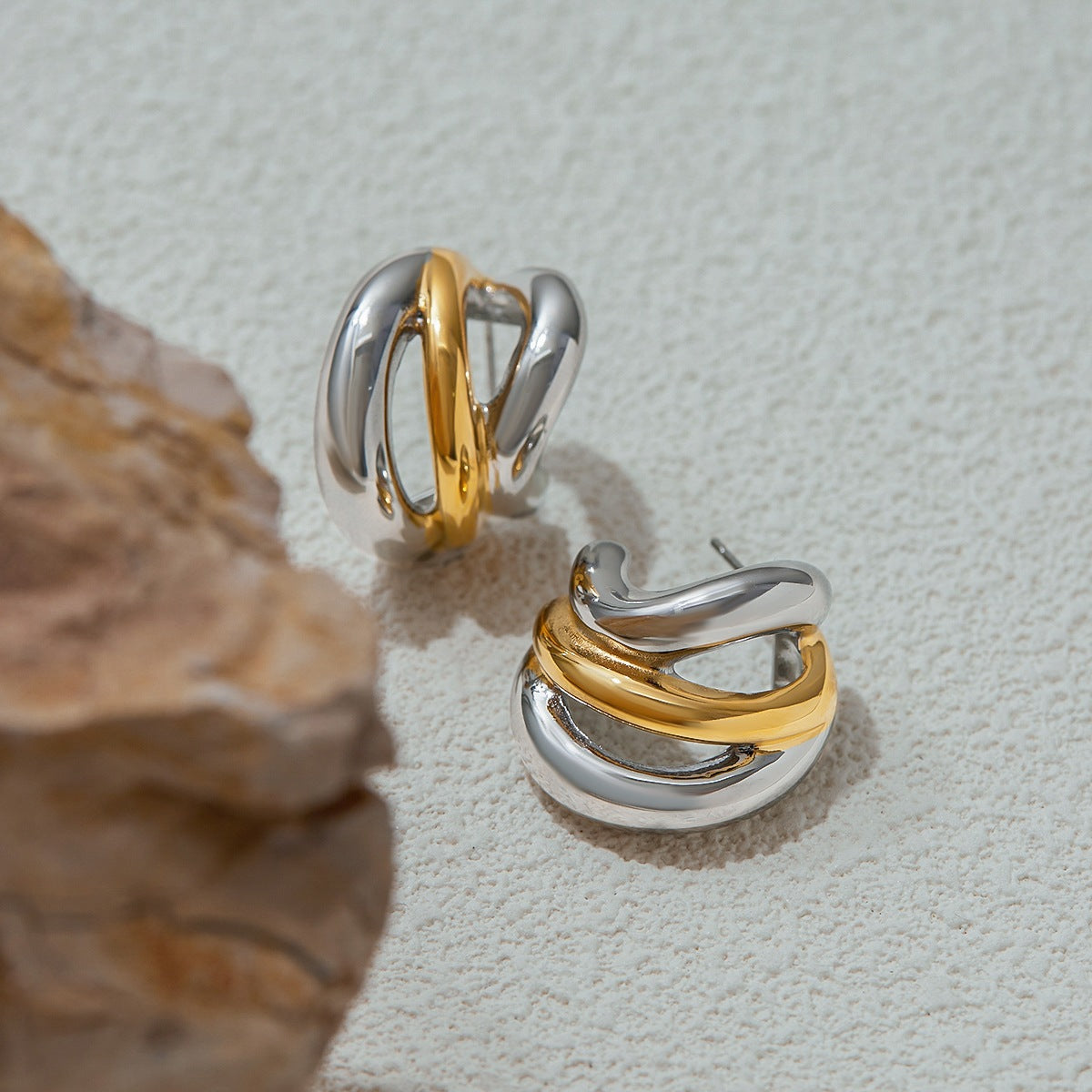 Jie Ding C-Shaped Stainless Steel Earrings Earrings For Women Niche Design Titanium Steel