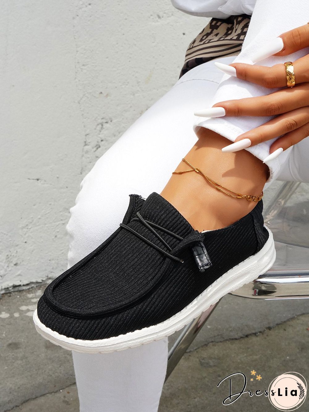 Casual Light Lace Up Flats Canvas Shoes