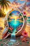 Luxury AB Velvet Diamond Painting Kit - Scenery Inside a Conch Shell