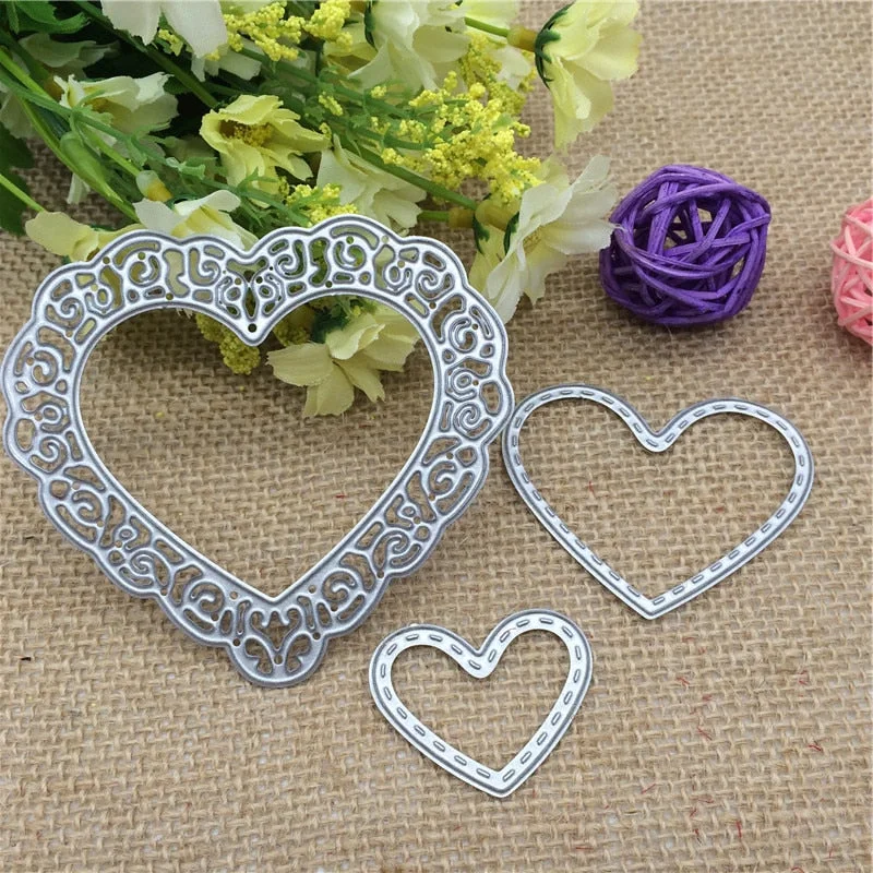 3 Pcs Love Heart Metal Cutting Dies Stencils for DIY Scrapbooking/photo album Decorative Embossing DIY Paper Cards