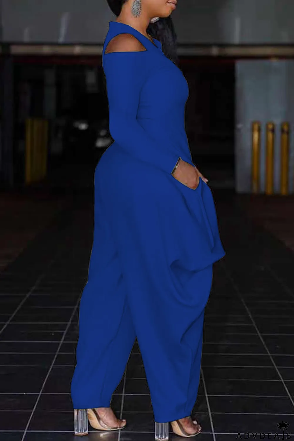 White Casual Solid Patchwork V Neck Loose Jumpsuits