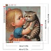 Diamond Painting-DIY Full Round Drill Girl Cat(40*40 CM)