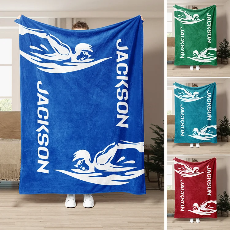 Personalized Swimming Blanket, Custom Name Soft Cozy Blankets | BKKid339