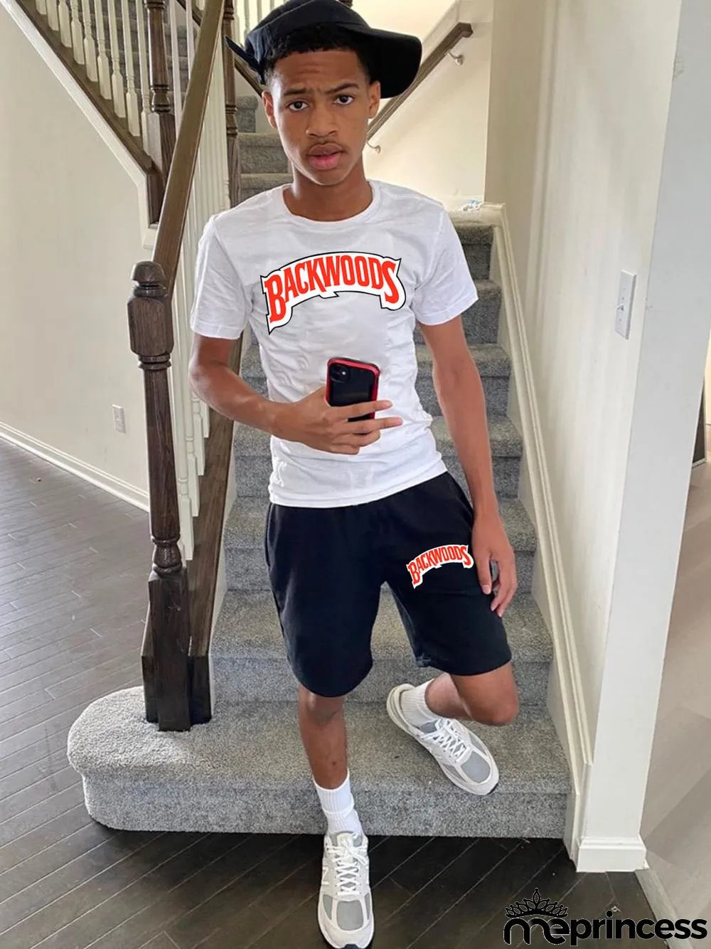 Plus Size summer backwoods print t-shirt set Casual sleeve shorts two-piece set