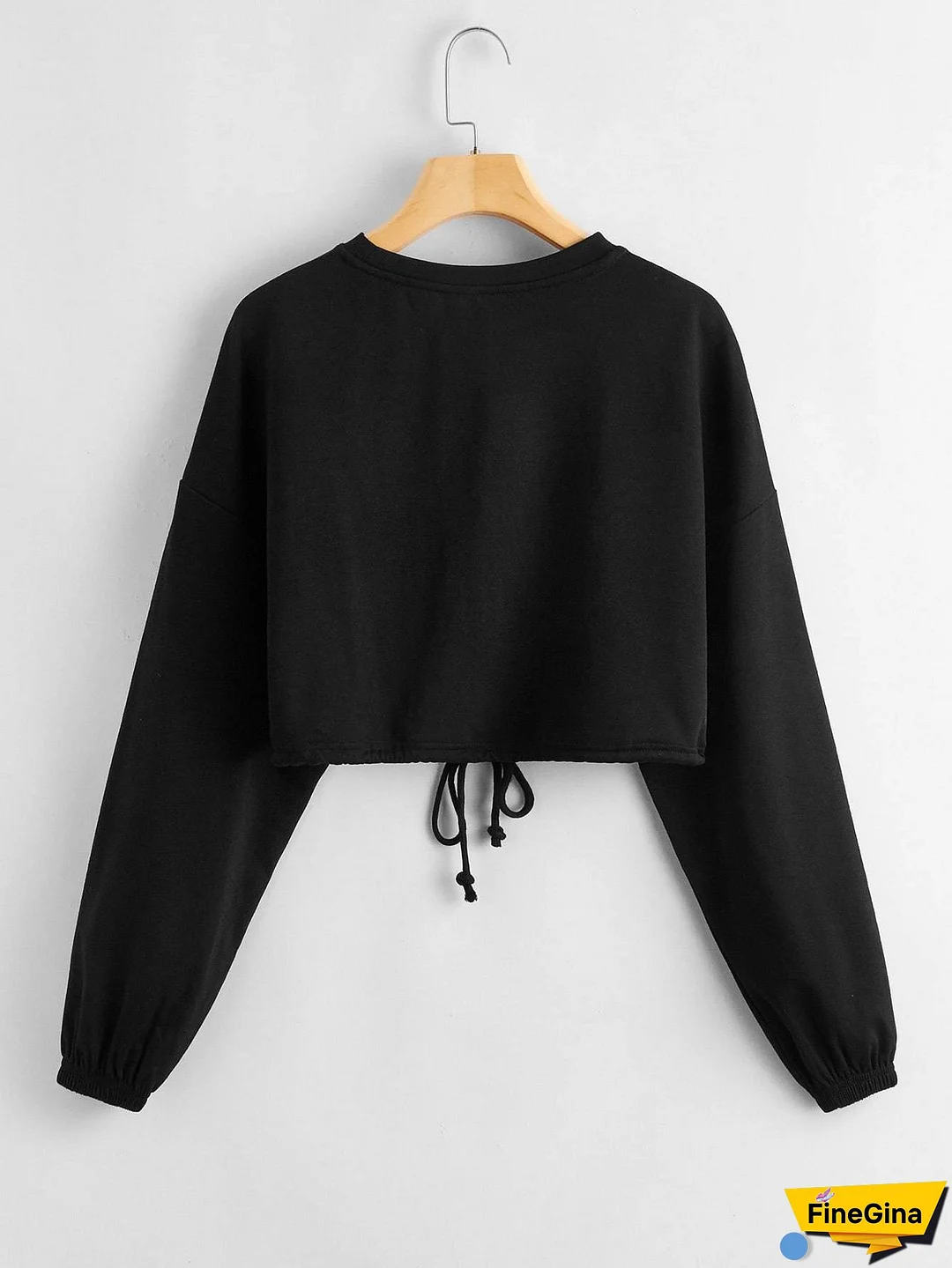Drop Shoulder Drawstring Hem Pullover