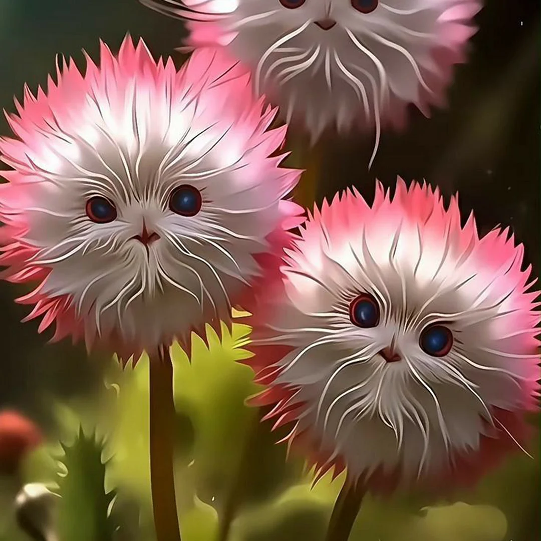 🔥Magic Plants! 🌈🐱Dazzling Cat's Eye Seeds×Pink and white face cat