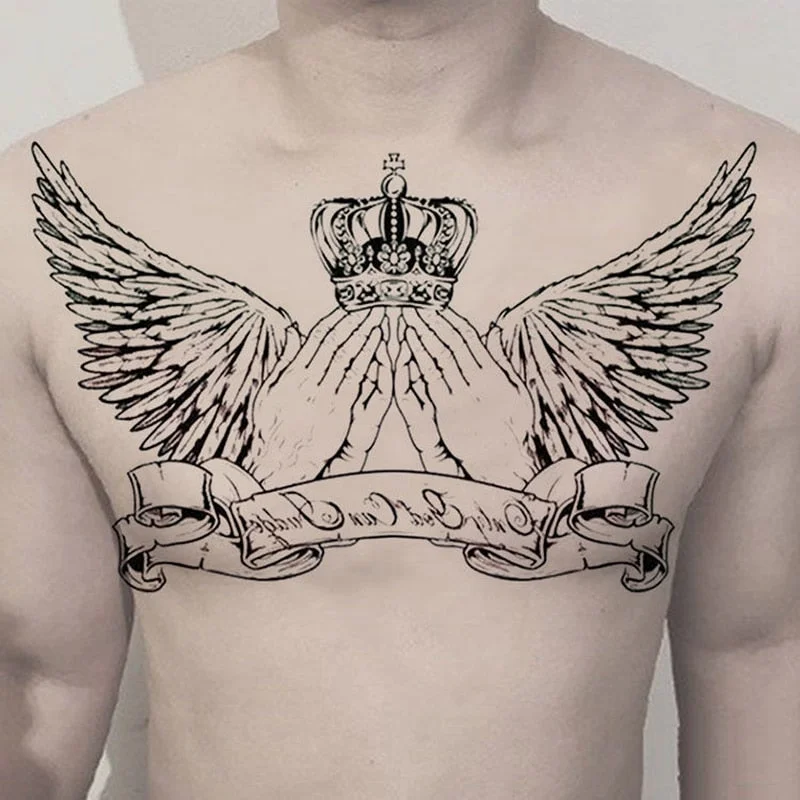 Devil Wings Skull Cross Tattoo Sticker Men and Women Back Chest Waterproof Flower Lion Body Art Fake Tattoo Cool Tattoo Sticker