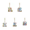 (US Local)PET Double Sided Special Shaped Easter Alphabet DIY Diamond Painting Keychain