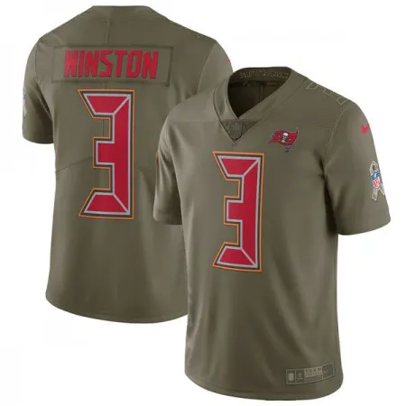 Men's  Tampa Bay Buccaneers #3 Jameis Winston Olive Salute to Service Limited Stitched NFL Jersey