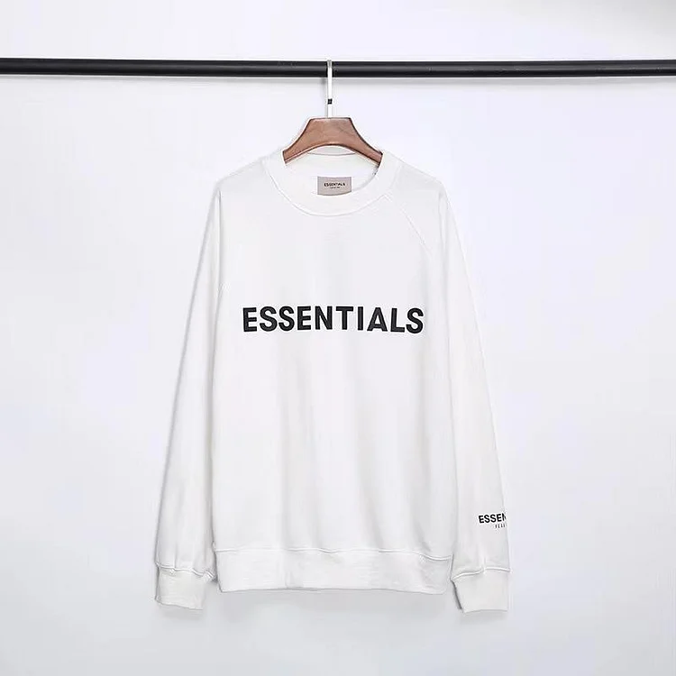 Fog Essentials Sweatshirt Fear Of God Fog Double Line Essentials Three-Dimensional Letter Terry Round Neck Sweater for Men