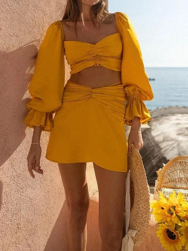 Long sleeve ruched set