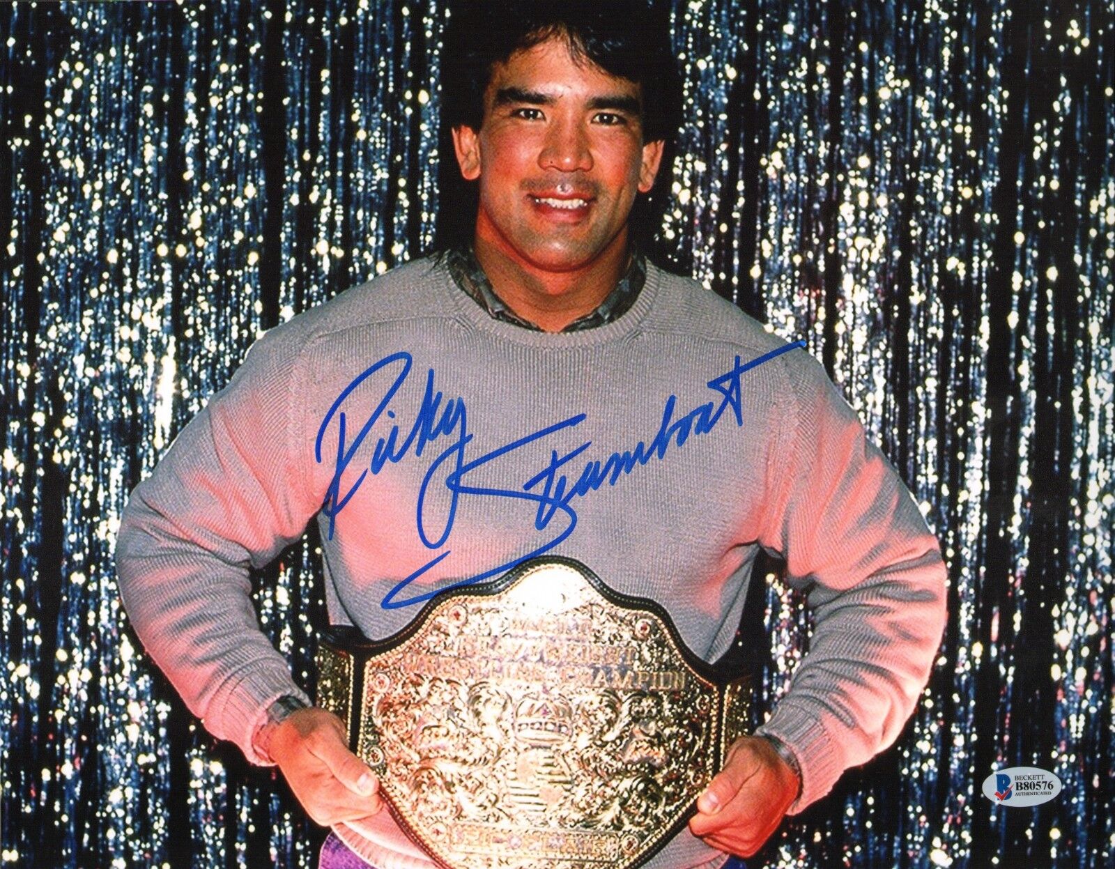 Ricky Steamboat Signed WWE 11x14 Photo Poster painting BAS COA WCW NWA Belt Picture Autograph 1