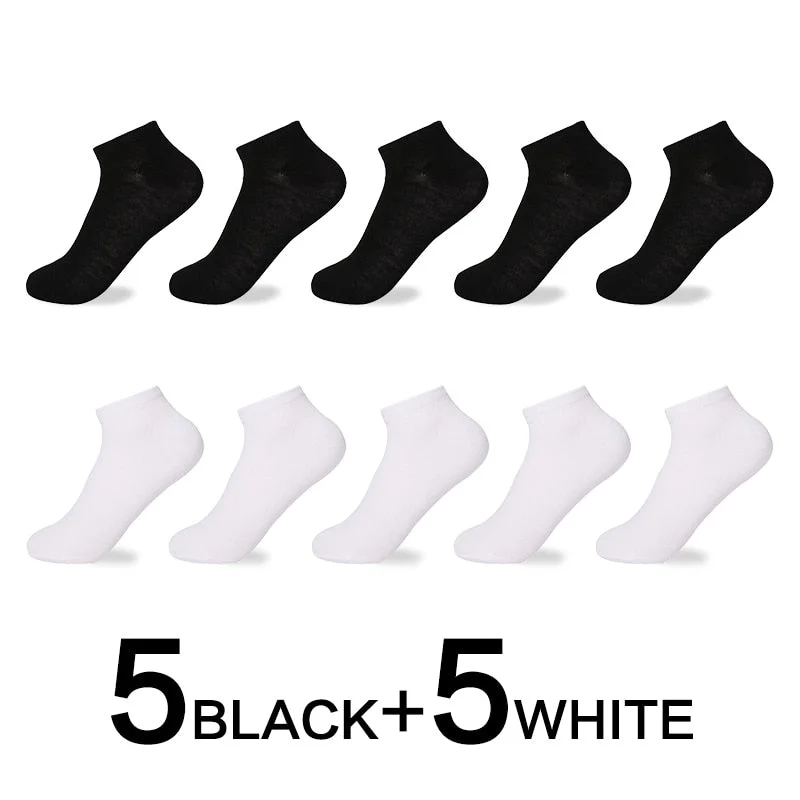10 Pairs Women Breathable Socks Pack Solid Color Boat Socks Set Soft Comfortable Cotton Ankle Socks Lot White Black Gray