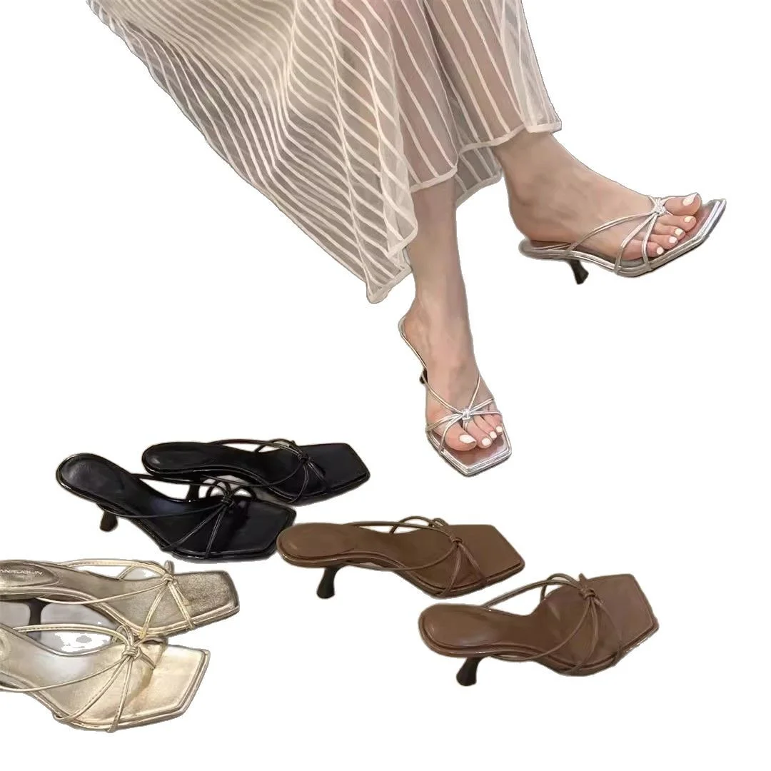 Breakj Breakj Evening Wind Clip Cool Slippers Women Wear The 2025 Summer Design Silver Fine Belt High And Cool Drag