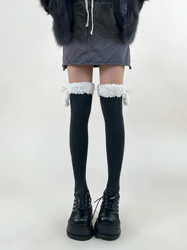 Leisure Fashion Keep Warm With Hairball Stockings Accessories