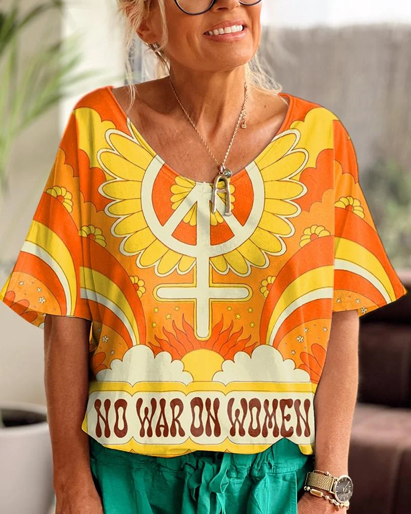 No War On Women Hippie V Neck T-shirt