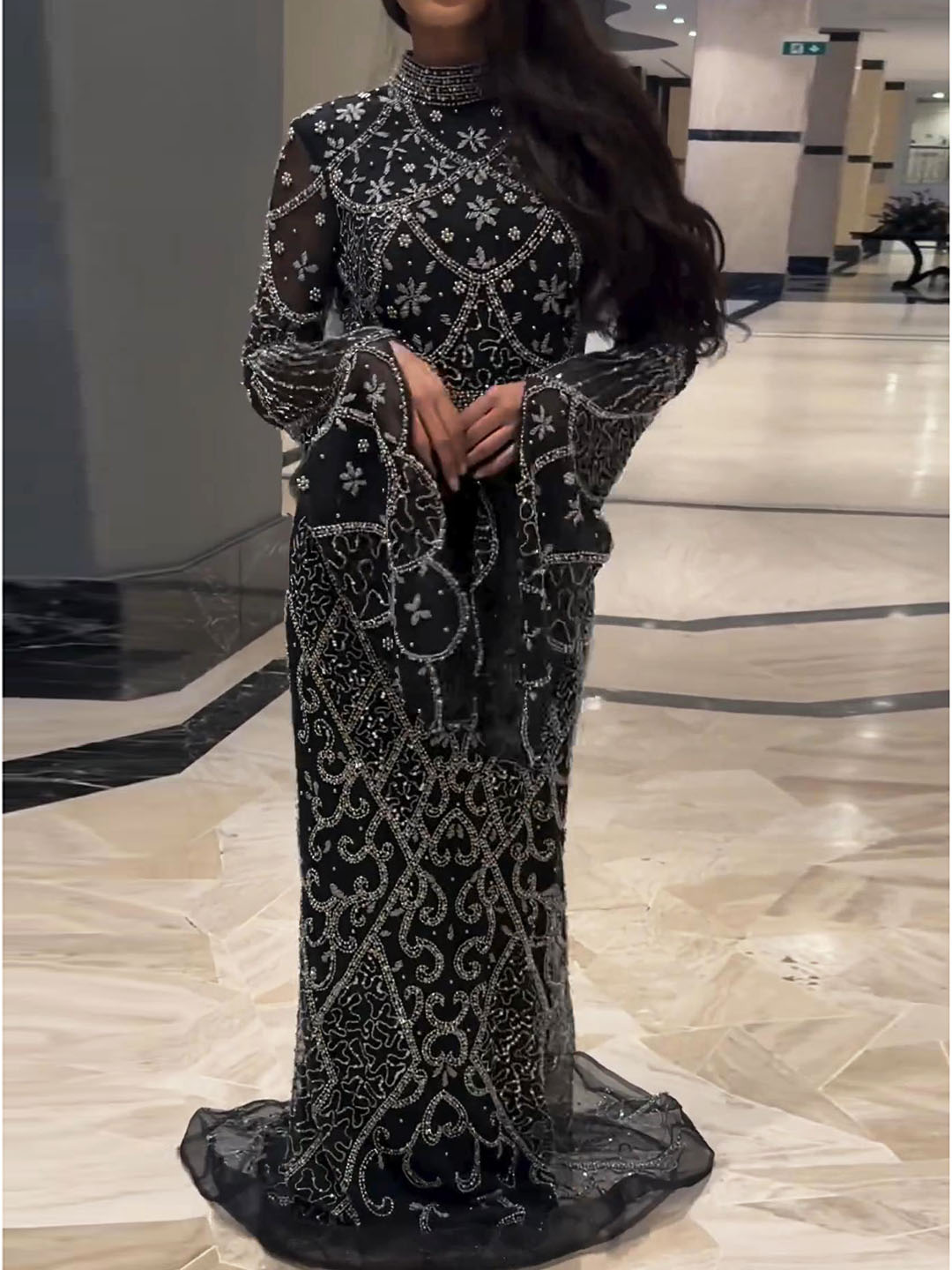 Stylish Sequin Bell Sleeve Maxi Dress | Oxredo Shop Ramadan Sale