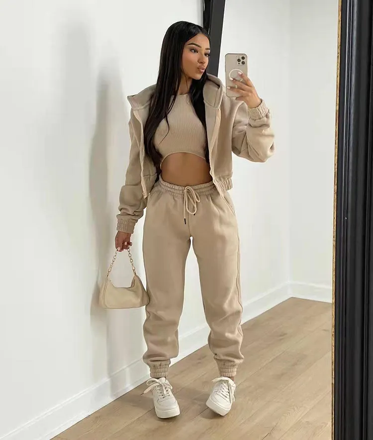 Women&rsquo;s Hooded Sweatshirt Long Sleeve Sports Casual Suit for Autumn Winter