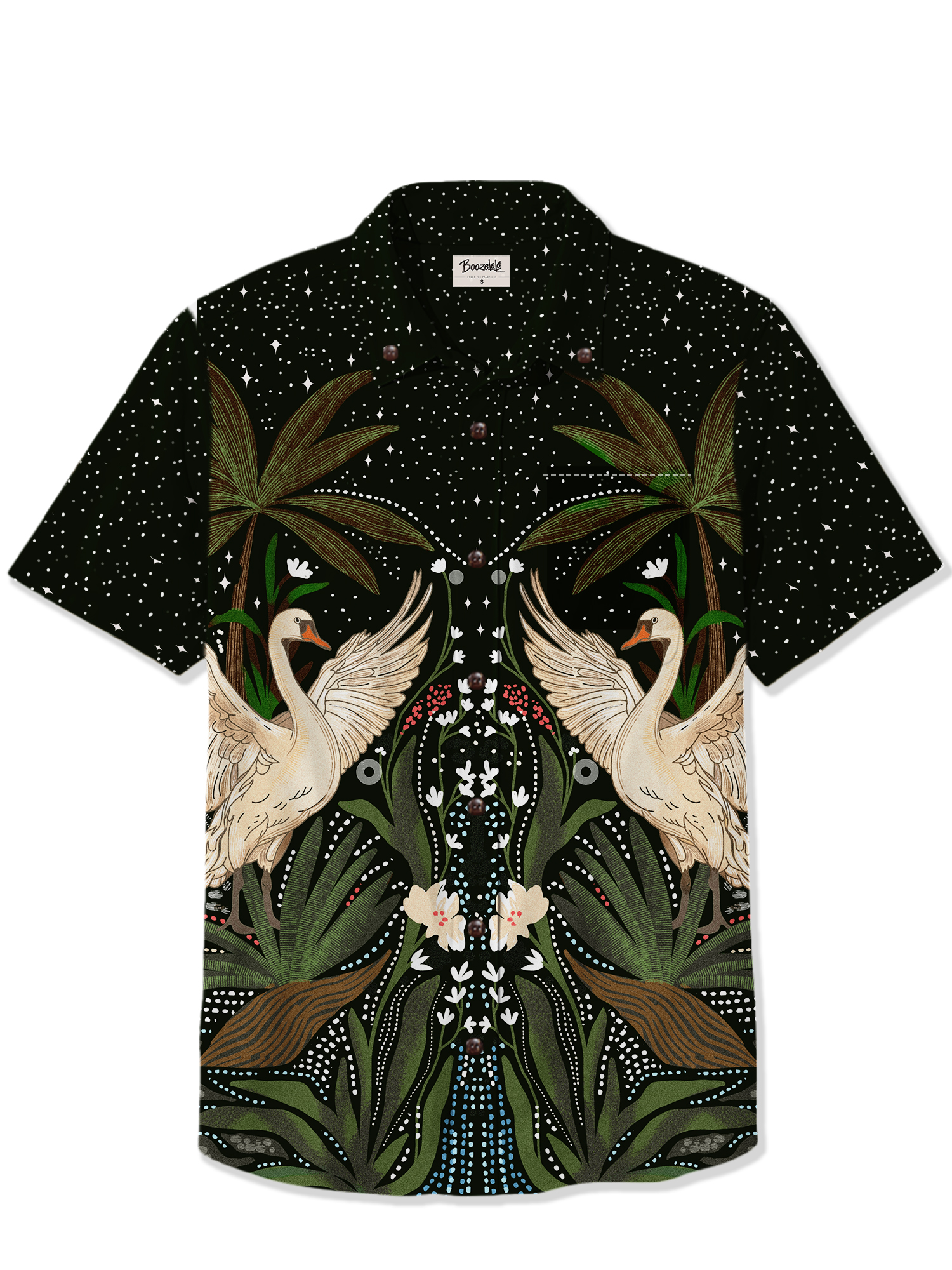 【Josie X Boozelele】Swan Garden Night- 100% Cotton Shirt